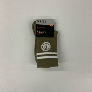 Pure Barre Grip Crew Socks Army Green/White Small and Medium